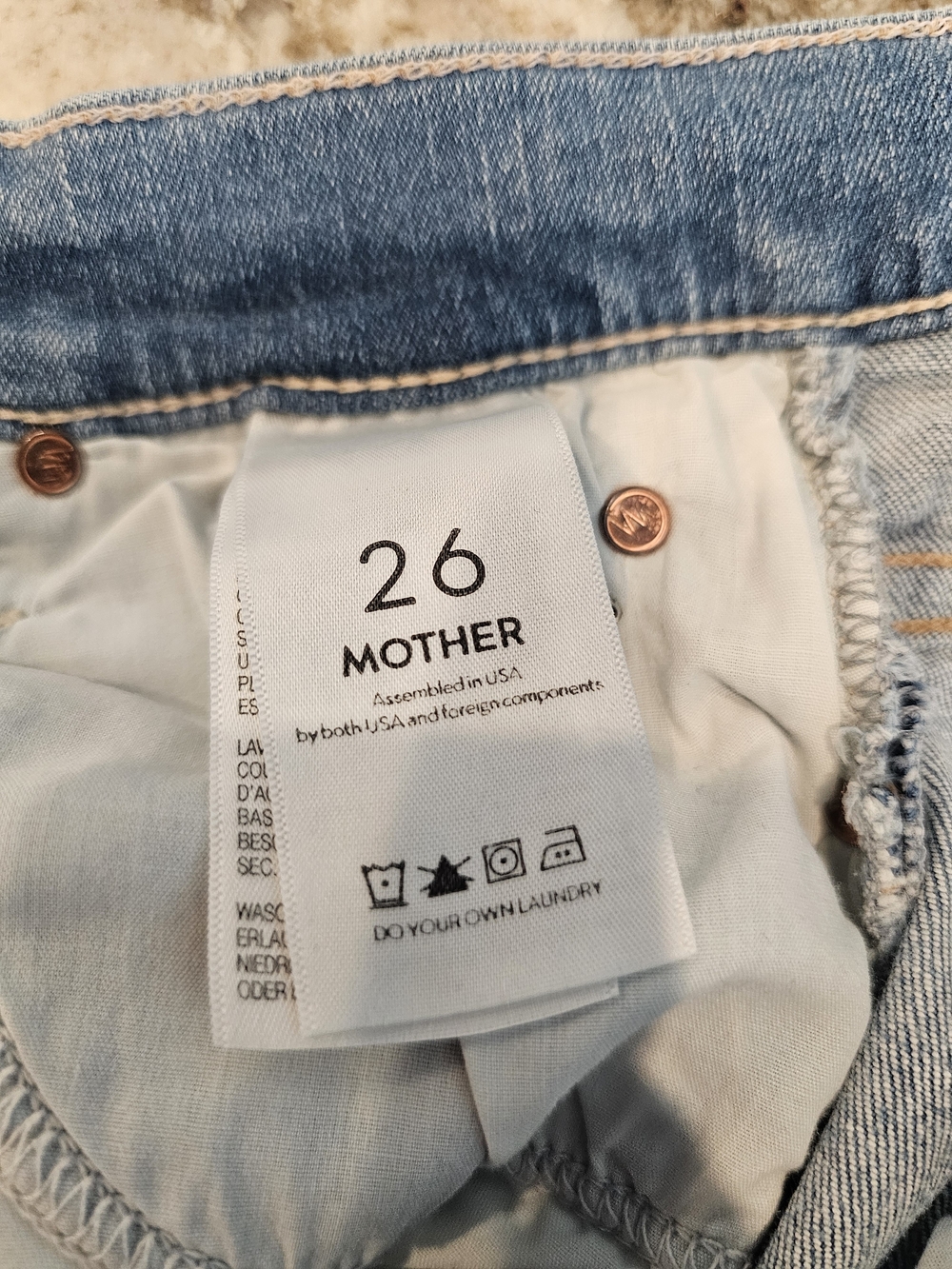 MOTHER  Light kitty Racer Stunner Zip Ankle Step Fray size 26 - Picture 10 of 11